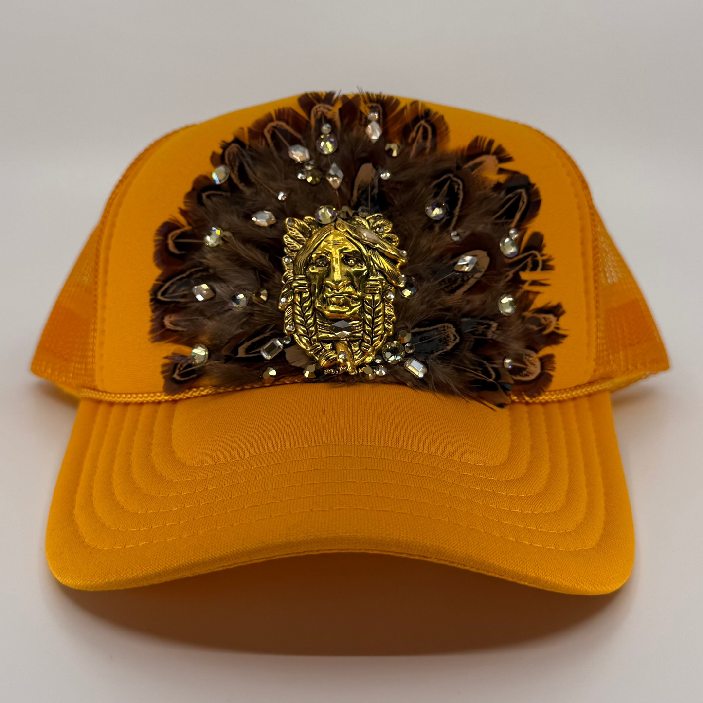 Feathered Trucker Hat - Yellow
