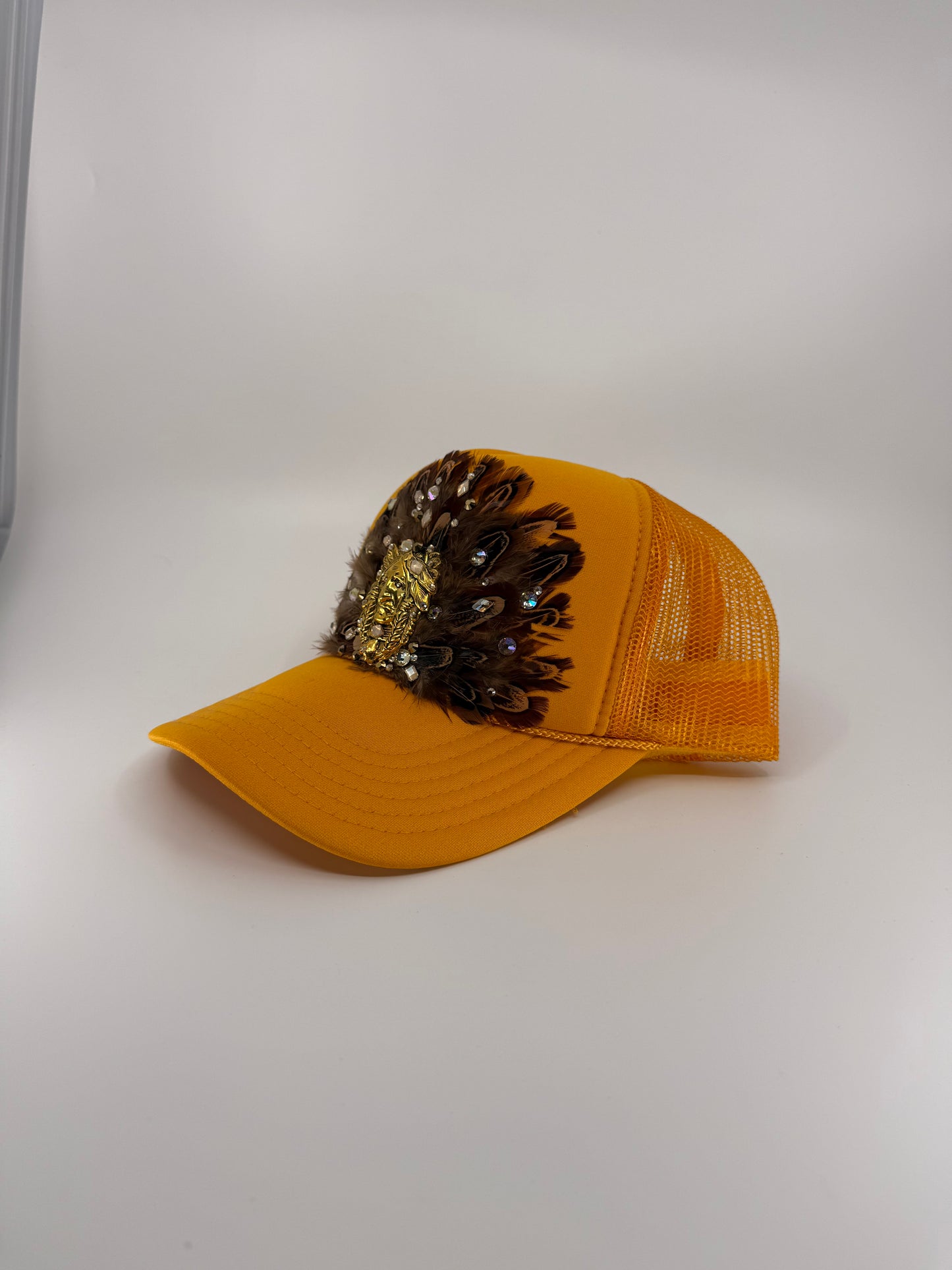 Feathered Trucker Hat - Yellow