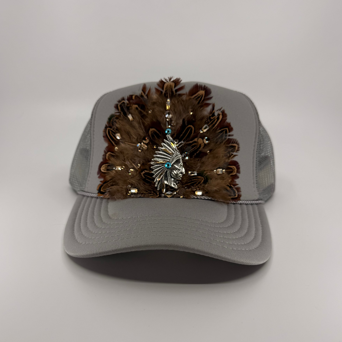 Feathered Trucker Hat - Gray