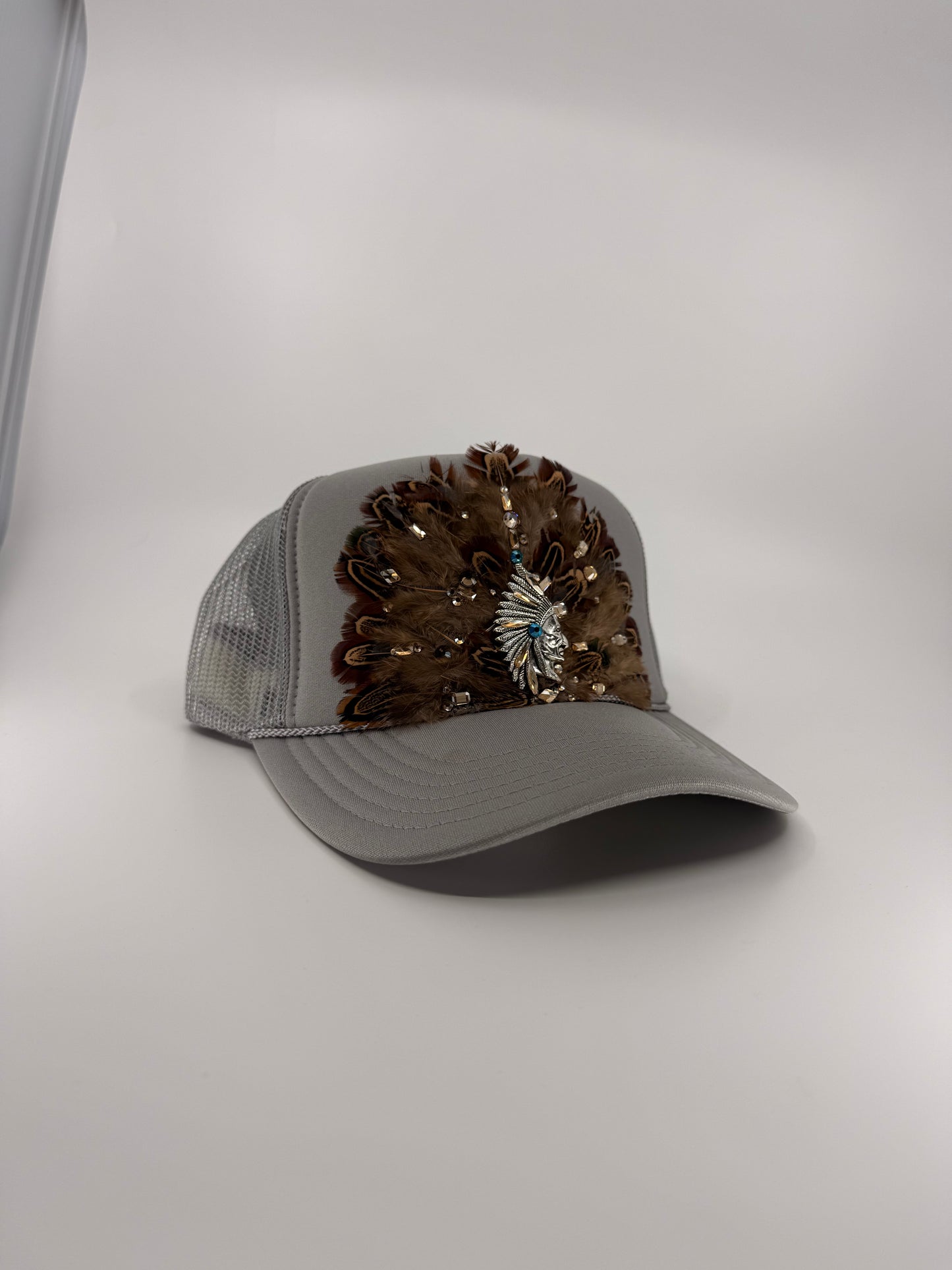 Feathered Trucker Hat - Gray