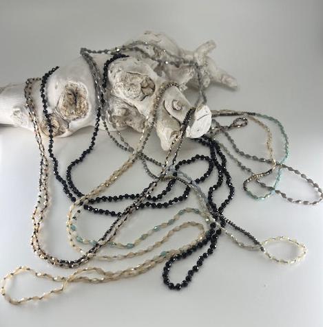 Iridescent and Rose-Colored Crystal Necklace