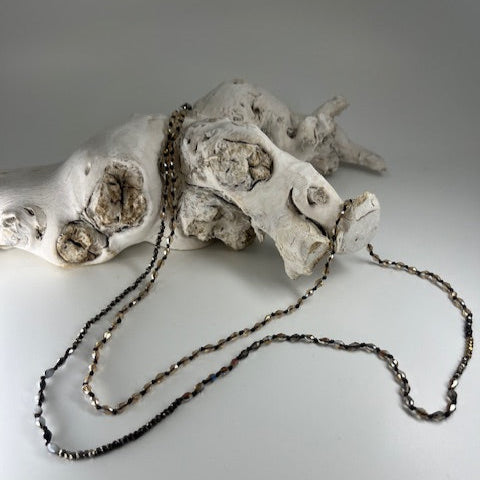 Iridescent and Rose-Colored Crystal Necklace