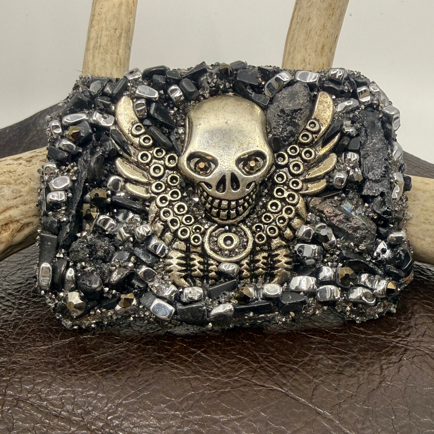 Original Rectangle Silver Winged Skull