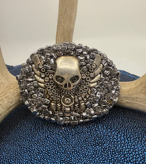 Original Oval Silver Winged Skull